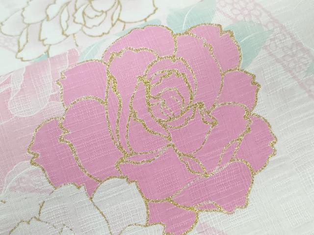 平和屋着物∴夏物　浴衣　薔薇　ラメ　綿　逸品　CABH1381ng