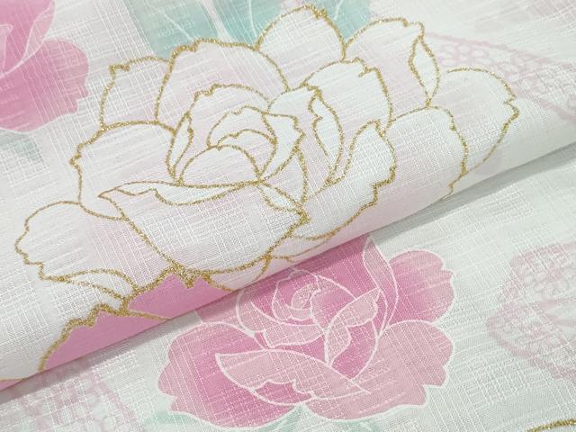 平和屋着物∴夏物　浴衣　薔薇　ラメ　綿　逸品　CABH1381ng