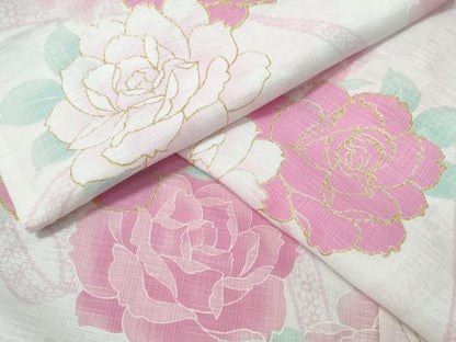 平和屋着物∴夏物　浴衣　薔薇　ラメ　綿　逸品　CABH1381ng