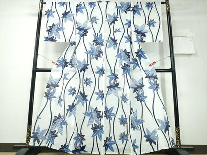 平和屋着物∴夏物　竺仙鑑製　浴衣　綿絽　よろけ縞舞葉文　綿　逸品　CABH1382ng
