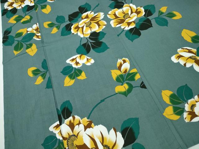 平和屋着物∴夏物　浴衣　注染　枝花文　綿　逸品　未使用　CABH1383ng