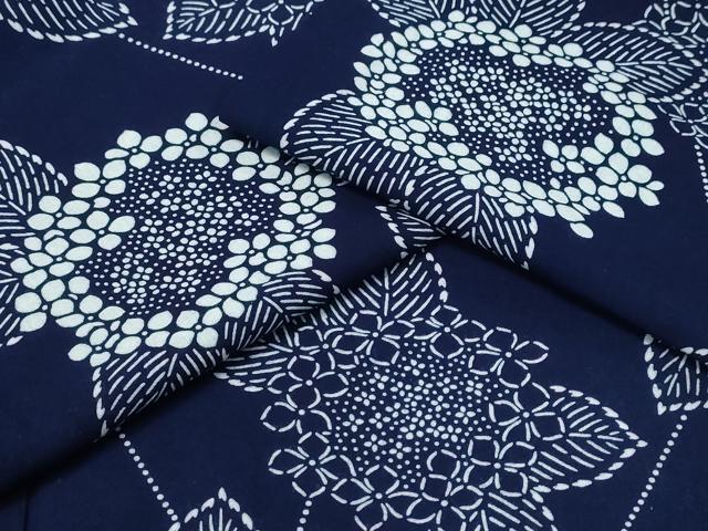 平和屋着物∴夏物 浴衣 藍 注染 手染め 紫陽花 日本製 綿 逸品 CABH1387ng