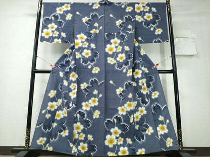 平和屋着物∴世界的ファッションデザイナー　山本寛斎　kansaiブランド　夏物　浴衣　舞桜　綿　逸品　CABH1388ng