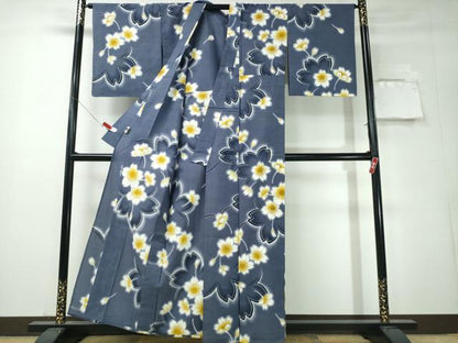平和屋着物∴世界的ファッションデザイナー　山本寛斎　kansaiブランド　夏物　浴衣　舞桜　綿　逸品　CABH1388ng