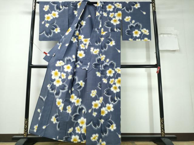 平和屋着物∴世界的ファッションデザイナー　山本寛斎　kansaiブランド　夏物　浴衣　舞桜　綿　逸品　CABH1388ng