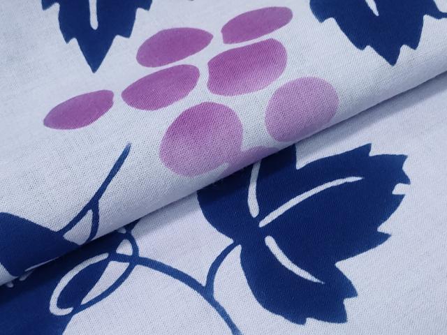平和屋着物∴夏物　浴衣　満月　葡萄蔦の葉文　綿　逸品　未使用　CABH1389ng