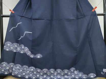 平和屋着物∴夏物　浴衣　訪問着　有松鳴海絞り　青海波飛鳥文　濃藍色　綿　逸品　CABH1392ng