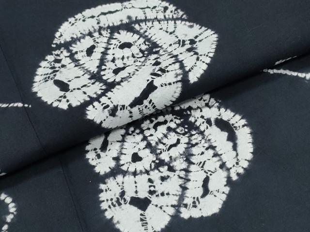 平和屋着物∴夏物　浴衣　訪問着　有松鳴海絞り　薔薇　黒地　綿　逸品　CABH1401ng