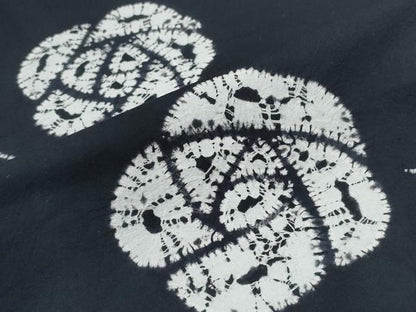 平和屋着物∴夏物　浴衣　訪問着　有松鳴海絞り　薔薇　黒地　綿　逸品　CABH1401ng