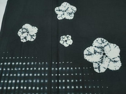 平和屋着物∴夏物　浴衣　訪問着　有松鳴海絞り　霞舞花文　黒地　綿　逸品　CABH1404ng