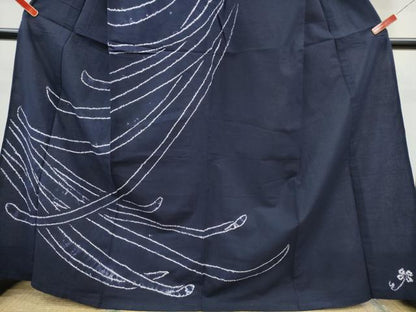 平和屋着物∴夏物　浴衣　訪問着　有松鳴海絞り　乱菊　濃藍色　綿　逸品　CABH1405ng