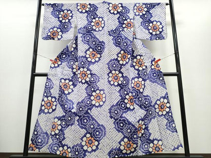 平和屋着物∴夏物　浴衣　有松鳴海絞り　舞花文　綿　逸品　CABH1419ng
