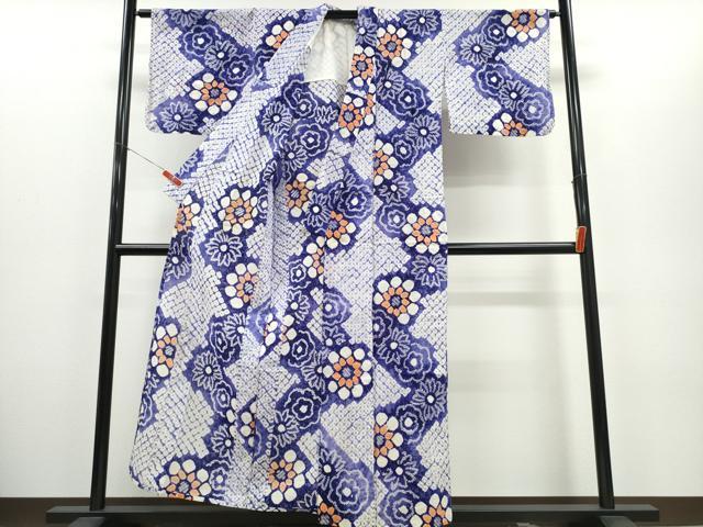 平和屋着物∴夏物　浴衣　有松鳴海絞り　舞花文　綿　逸品　CABH1419ng