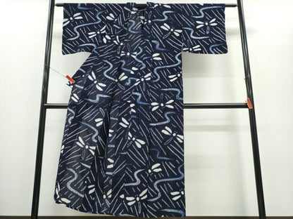 平和屋着物∴夏物　浴衣　有松鳴海絞り　蜻蛉　トンボ　流水文　綿　逸品　CABH1422ng