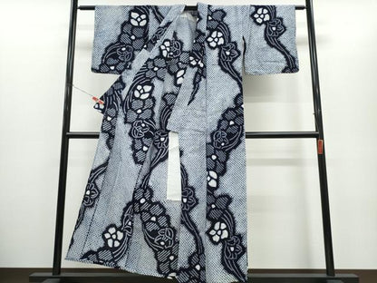 平和屋着物∴夏物　浴衣　有松鳴海絞り　流水花文　綿　逸品　CABH1423ng