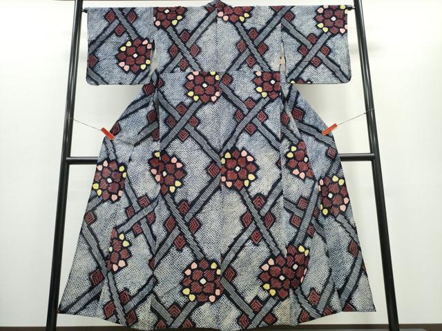 平和屋着物∴夏物　浴衣　有松鳴海絞り　天井花文　綿　逸品　CABH1424ng