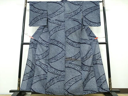 平和屋着物∴夏物　浴衣　有松鳴海絞り　熨斗花文　綿　逸品　CABH1427ng
