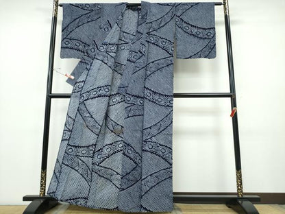 平和屋着物∴夏物　浴衣　有松鳴海絞り　熨斗花文　綿　逸品　CABH1427ng