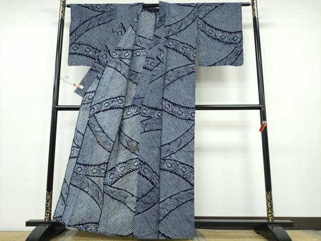 平和屋着物∴夏物　浴衣　有松鳴海絞り　熨斗花文　綿　逸品　CABH1427ng