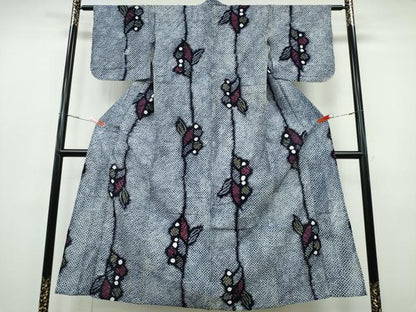 平和屋着物∴夏物　浴衣　有松鳴海絞り　枝花文　綿　逸品　CABH1429ng