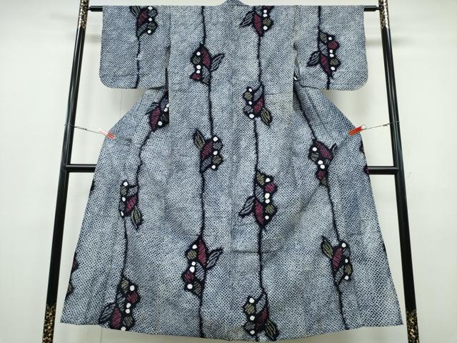 平和屋着物∴夏物　浴衣　有松鳴海絞り　枝花文　綿　逸品　CABH1429ng