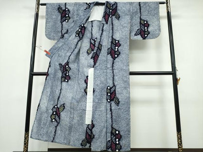 平和屋着物∴夏物　浴衣　有松鳴海絞り　枝花文　綿　逸品　CABH1429ng