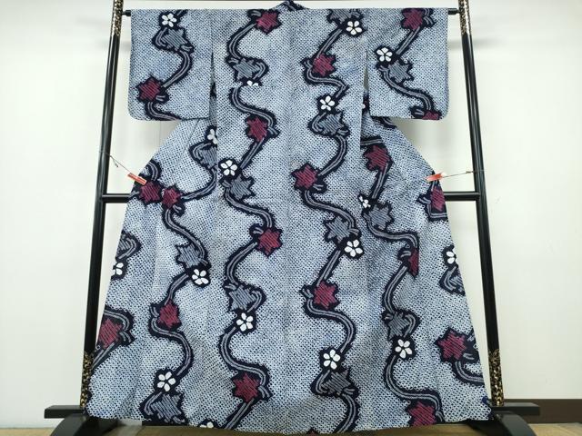 平和屋着物∴夏物　浴衣　有松鳴海絞り　竜田川花文　綿　逸品　CABH1432ng