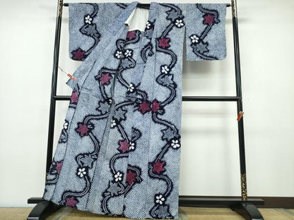 平和屋着物∴夏物　浴衣　有松鳴海絞り　竜田川花文　綿　逸品　CABH1432ng