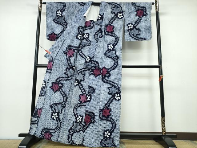 平和屋着物∴夏物　浴衣　有松鳴海絞り　竜田川花文　綿　逸品　CABH1432ng