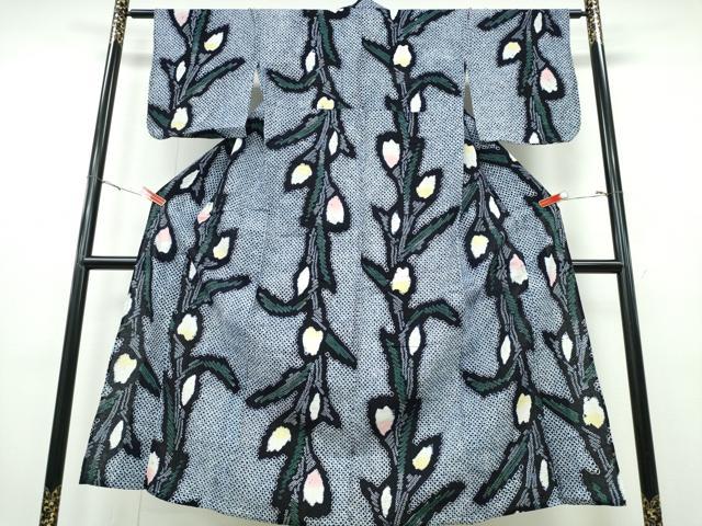 平和屋着物∴夏物　浴衣　有松鳴海絞り　チューリップ　綿　逸品　CABH1434ng