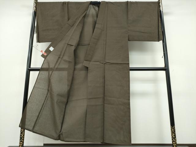 平和屋着物∴夏物　男性　浴衣　めんあさしじら　媚茶色　綿麻　逸品　新品　CABH1438ng