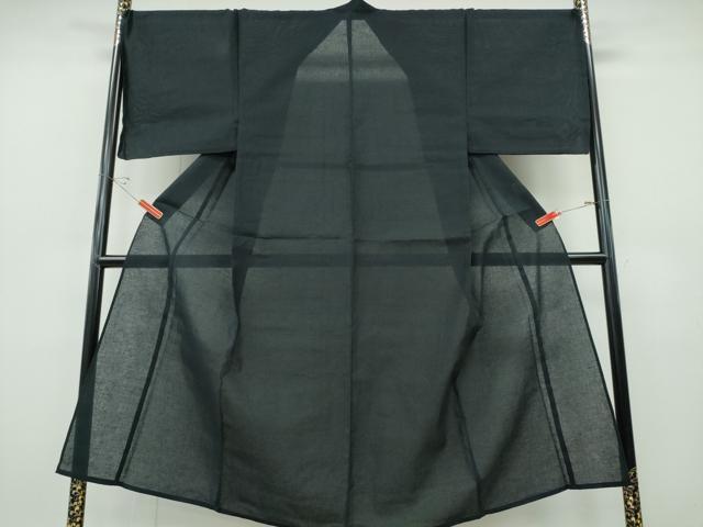 平和屋着物∴夏物　男性　浴衣　めんあさしじら　黒色　綿麻　逸品　新品　CABH1440ng