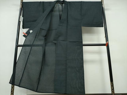 平和屋着物∴夏物　男性　浴衣　めんあさしじら　黒色　綿麻　逸品　新品　CABH1440ng