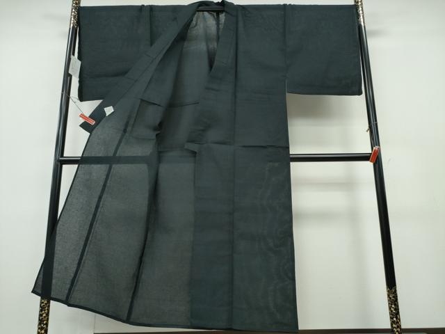 平和屋着物∴夏物　男性　浴衣　めんあさしじら　黒色　綿麻　逸品　新品　CABH1440ng