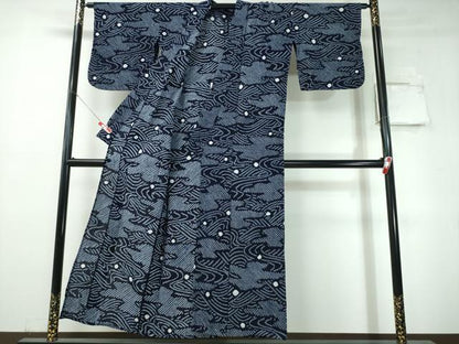 平和屋着物∴夏物　浴衣　有松鳴海絞り　霞流水文　綿　逸品　CABH1469ng