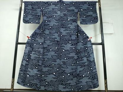 平和屋着物∴夏物　浴衣　有松鳴海絞り　霞流水文　綿　逸品　CABH1469ng