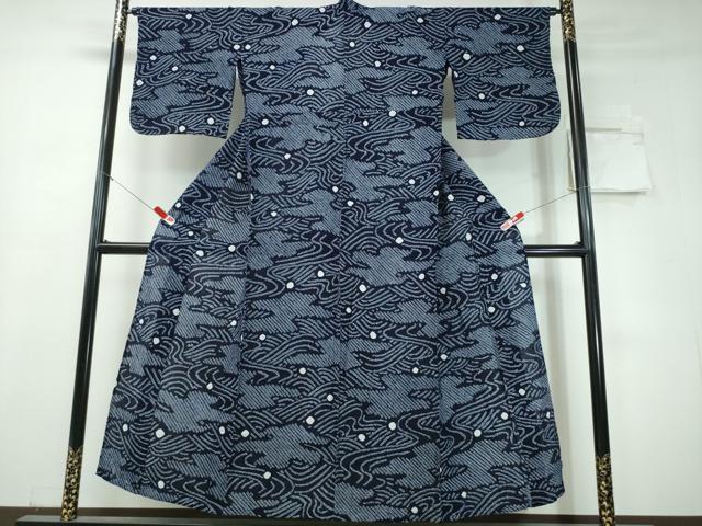 平和屋着物∴夏物　浴衣　有松鳴海絞り　霞流水文　綿　逸品　CABH1469ng
