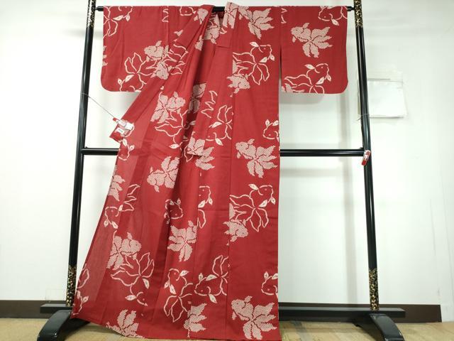 平和屋着物∴夏物　撫松庵　浴衣　金魚　綿　逸品　CABH1472ng