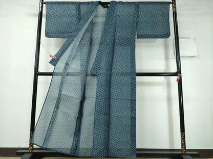 平和屋着物∴夏物　絹紅梅　浴衣・小紋兼用　斜線文　反端付き　正絹　逸品　CABH1473ng