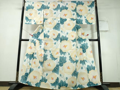 平和屋着物∴夏物　浴衣・小紋兼用　綿絽　草花文　綿　逸品　未使用　CABH1475ng