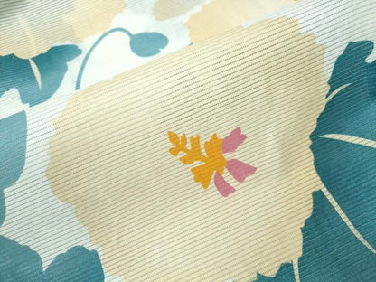 平和屋着物∴夏物　浴衣・小紋兼用　綿絽　草花文　綿　逸品　未使用　CABH1475ng