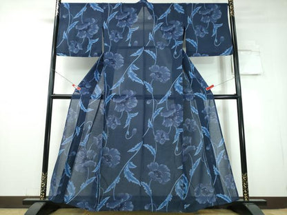 平和屋着物∴夏物　浴衣　コシノジュンコ　JUNKO KOSHINO 　綿紅梅　草花文　綿　逸品　CABH1480ng