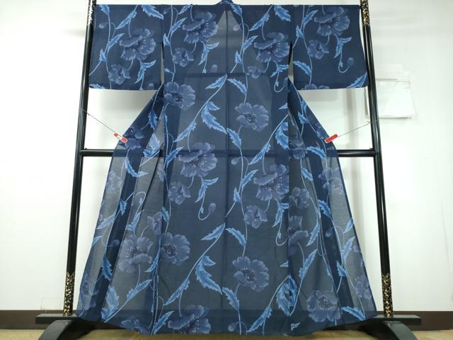 平和屋着物∴夏物　浴衣　コシノジュンコ　JUNKO KOSHINO 　綿紅梅　草花文　綿　逸品　CABH1480ng