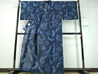 平和屋着物∴夏物　浴衣　コシノジュンコ　JUNKO KOSHINO 　綿紅梅　草花文　綿　逸品　CABH1480ng