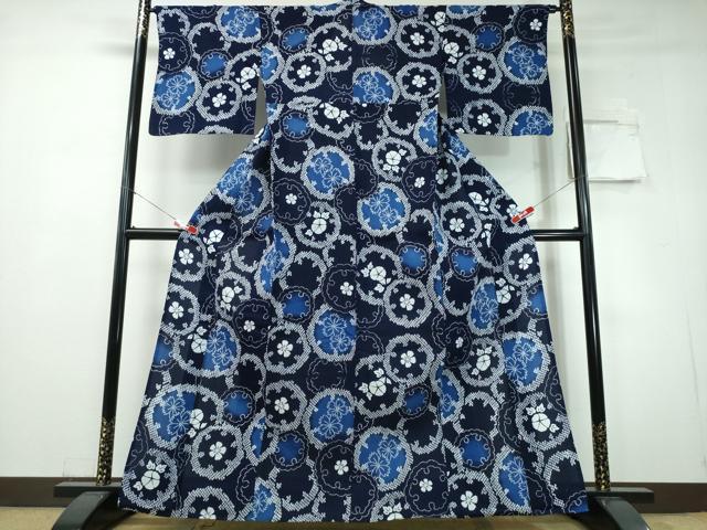 平和屋着物∴夏物　浴衣　雪輪花文　綿　逸品　CABH1481ng