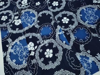 平和屋着物∴夏物　浴衣　雪輪花文　綿　逸品　CABH1481ng