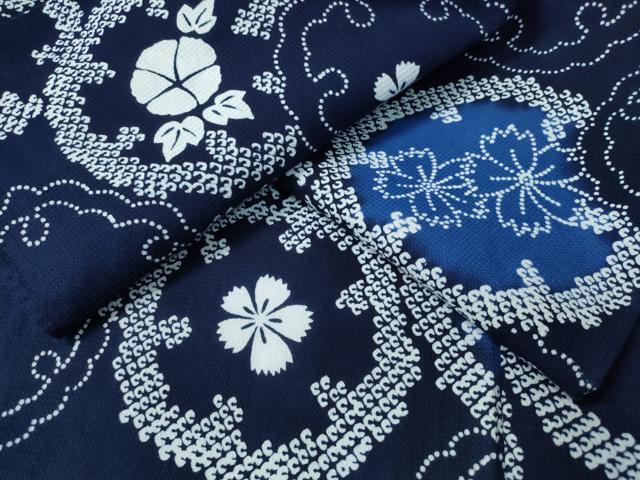 平和屋着物∴夏物　浴衣　雪輪花文　綿　逸品　CABH1481ng