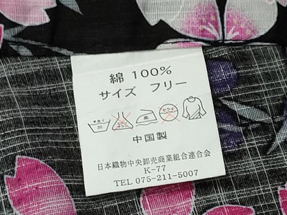平和屋着物∴夏物　浴衣　枝垂れ桜　綿　逸品　CABH1484ng