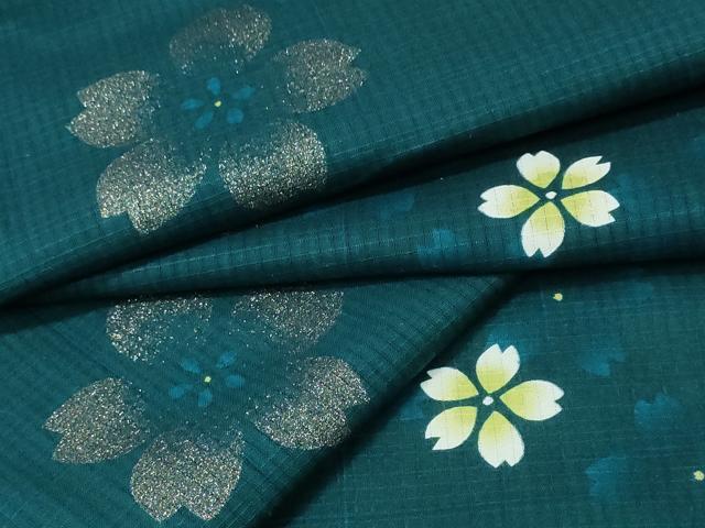 平和屋着物∴夏物　浴衣　舞桜　ラメ　綿　逸品　CABH1486ng