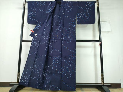 平和屋着物∴夏物　浴衣　注染　魚　さかな　日本製　綿　逸品　CABH1489ng